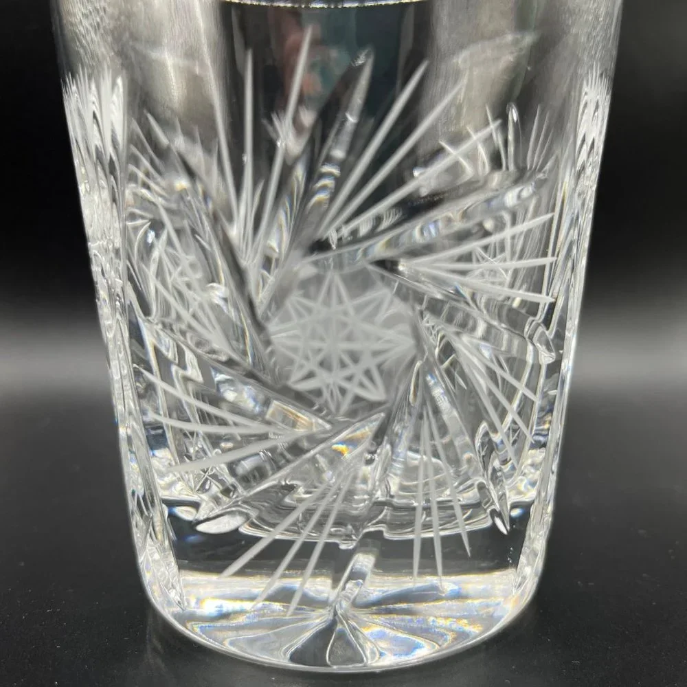 Violetta Cut Etched‎ Crystal Star Pinwheel Whirling Tumbler Cocktail Glass